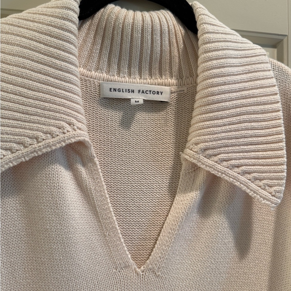 English Factory Cream V-Neck Sweater Dress M 35” length - Picture 5 of 7